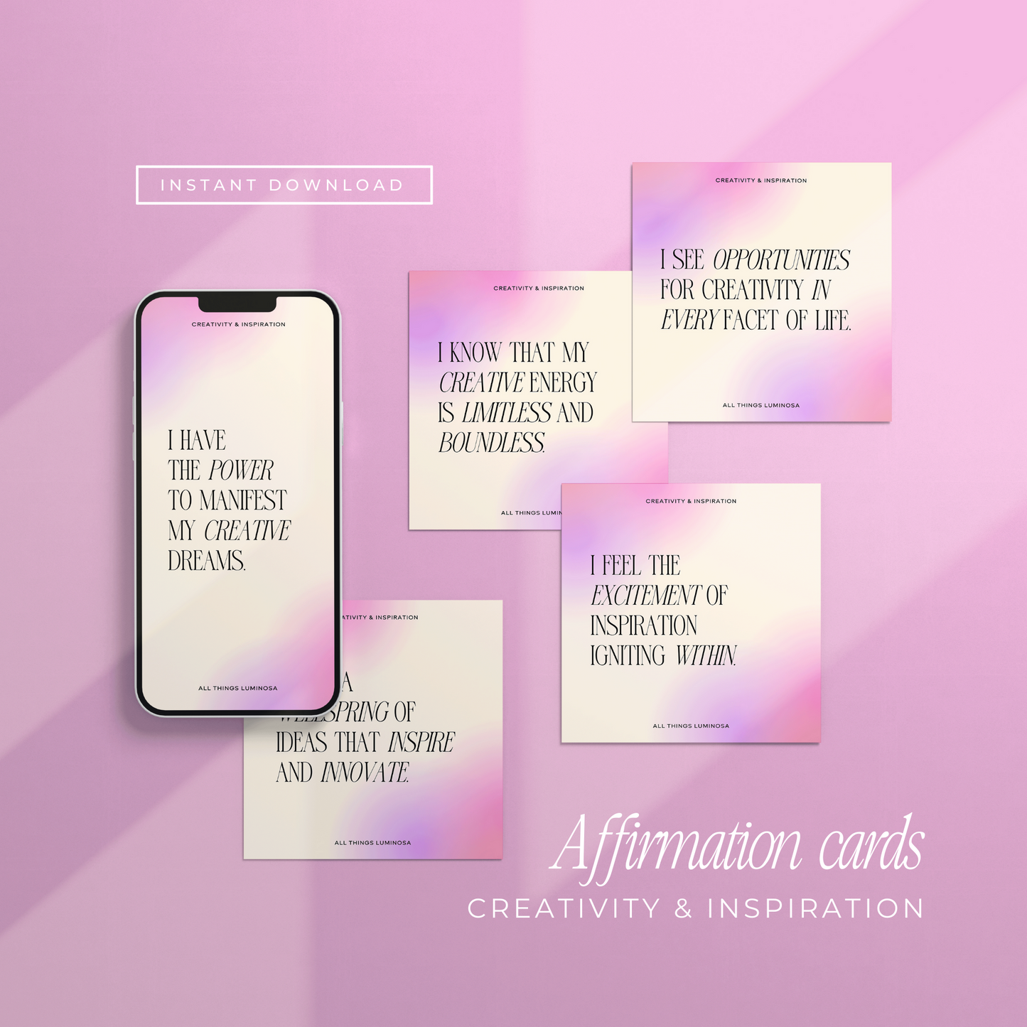 Creativity and Inspiration Affirmation Cards (Digital & Printable)